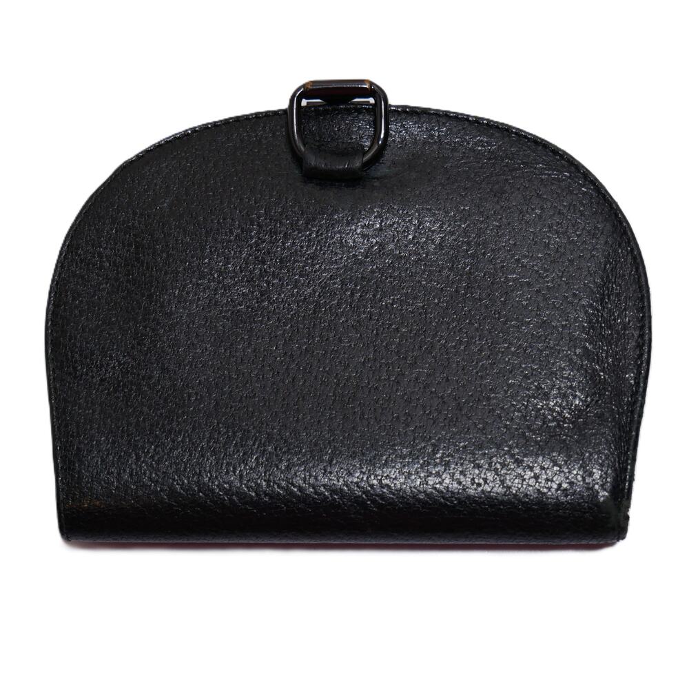Authentic Vintage Gucci Bifold Rounded Compact Wallet Black Leather Made Italy